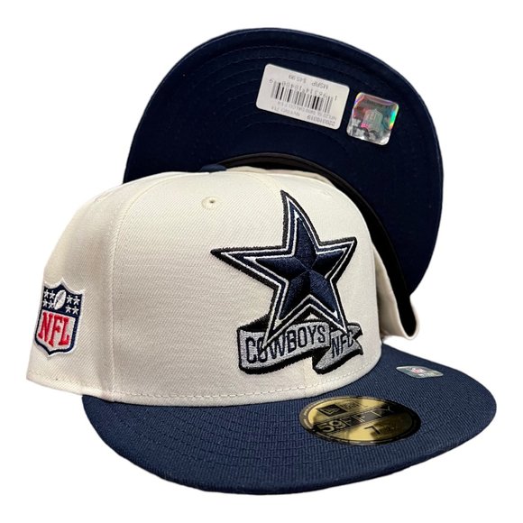 New Era Dallas Cowboys Sideline 59FIFTY Fitted Hat Cap Cream / Navy - Picture 1 of 6